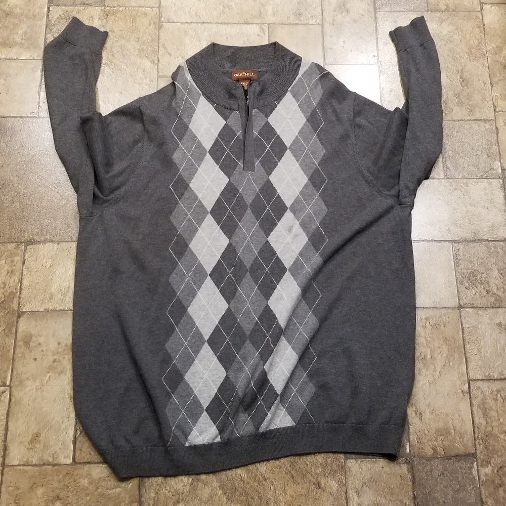 Oak Hill Pullover Sweater 1/4 Zip Cotton Argyle